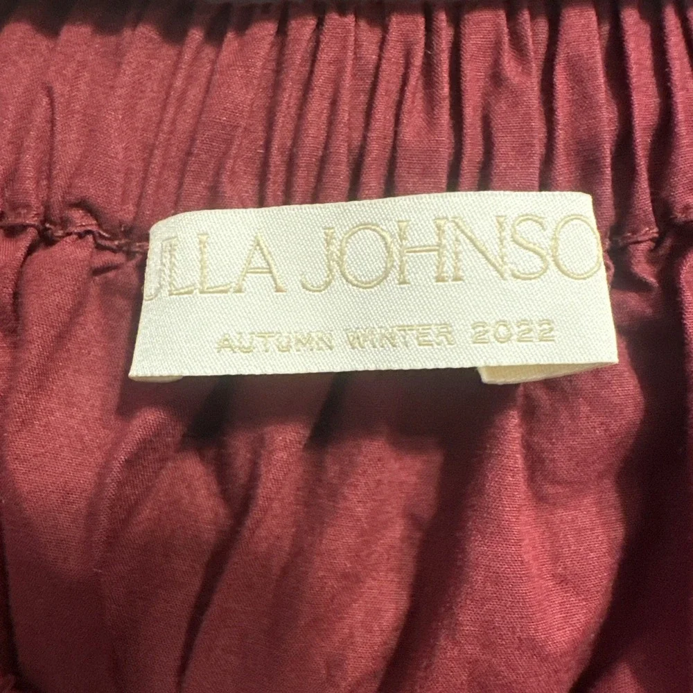 Ulla Johnson Kira Off the Shoulder Poplin Peplum Top Size 2 Burgundy Peasant